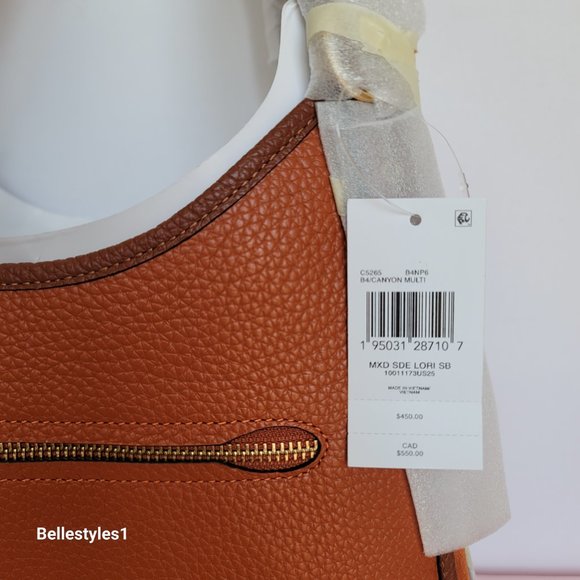 COACH Lori Colorblocked Pebbled Leather & Suede Shoulder Bag- Canyon color⭐ - Picture 16 of 16